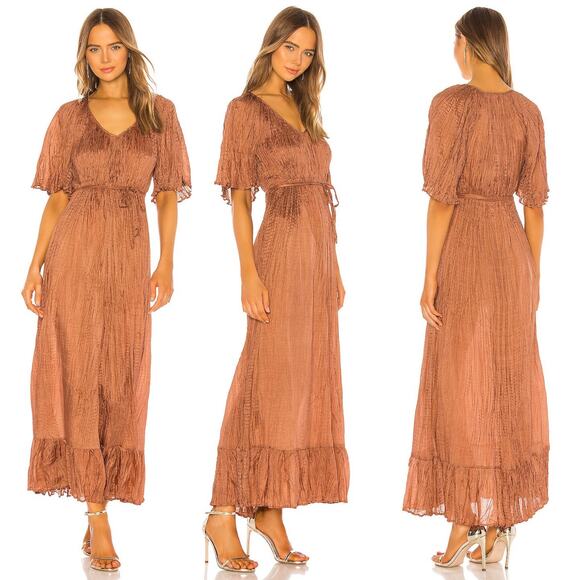 Mes Demoiselles‎ Twinkie Maxi Dress Nude Size 2 Silk Lightweight Flowy Billowy - Picture 3 of 16